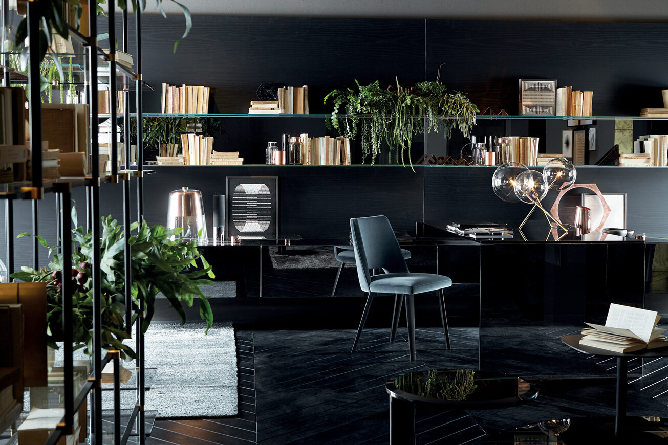 Modern dining chair covered in velvet